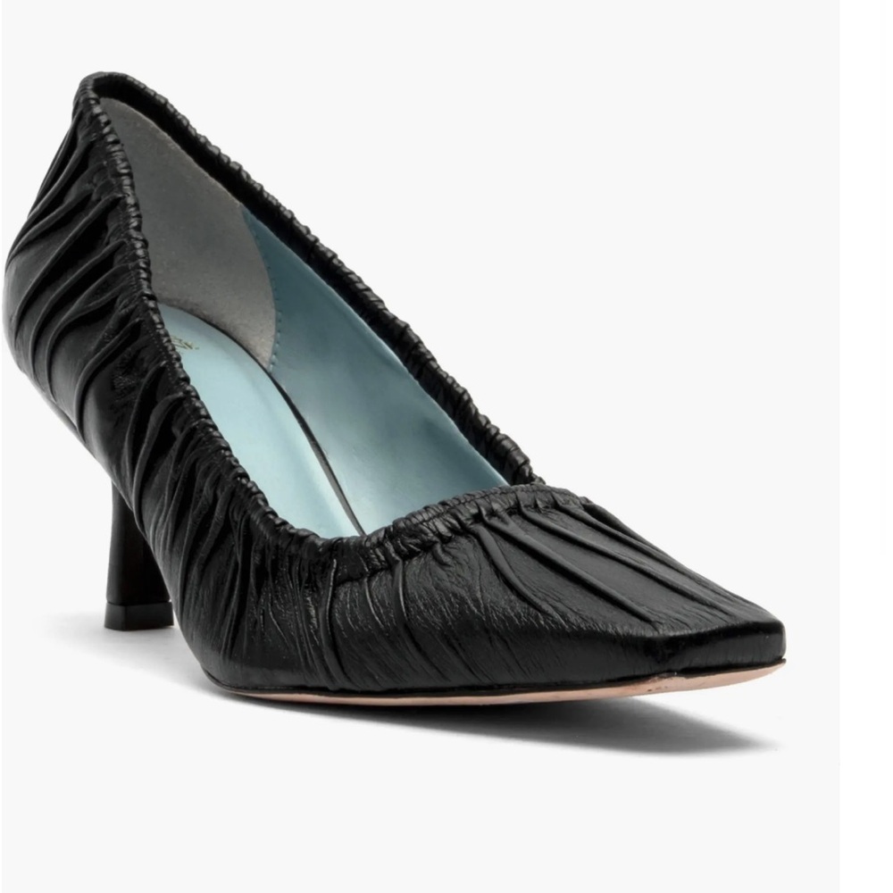 Frances Valentine Britta Ruched Leather Pump Black Women's Designer Heel
